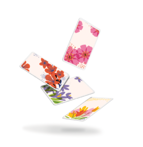 playing cards with flowers on the back