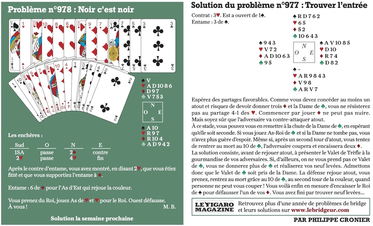 Donne de bridge du figaro du 17 mai 2025